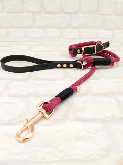 Paracord and BioThane Collar Berry and Black