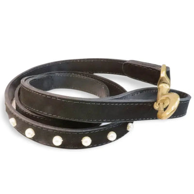 Pearl Embellished Flat Leather Lead
