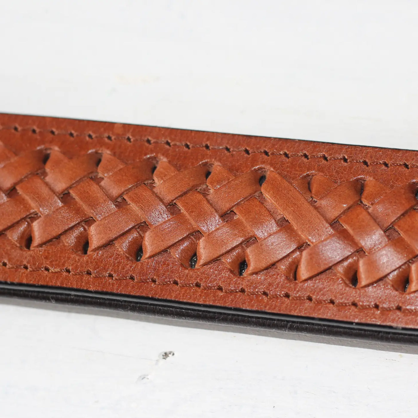 Twisted Cognac Leather Dog Collar