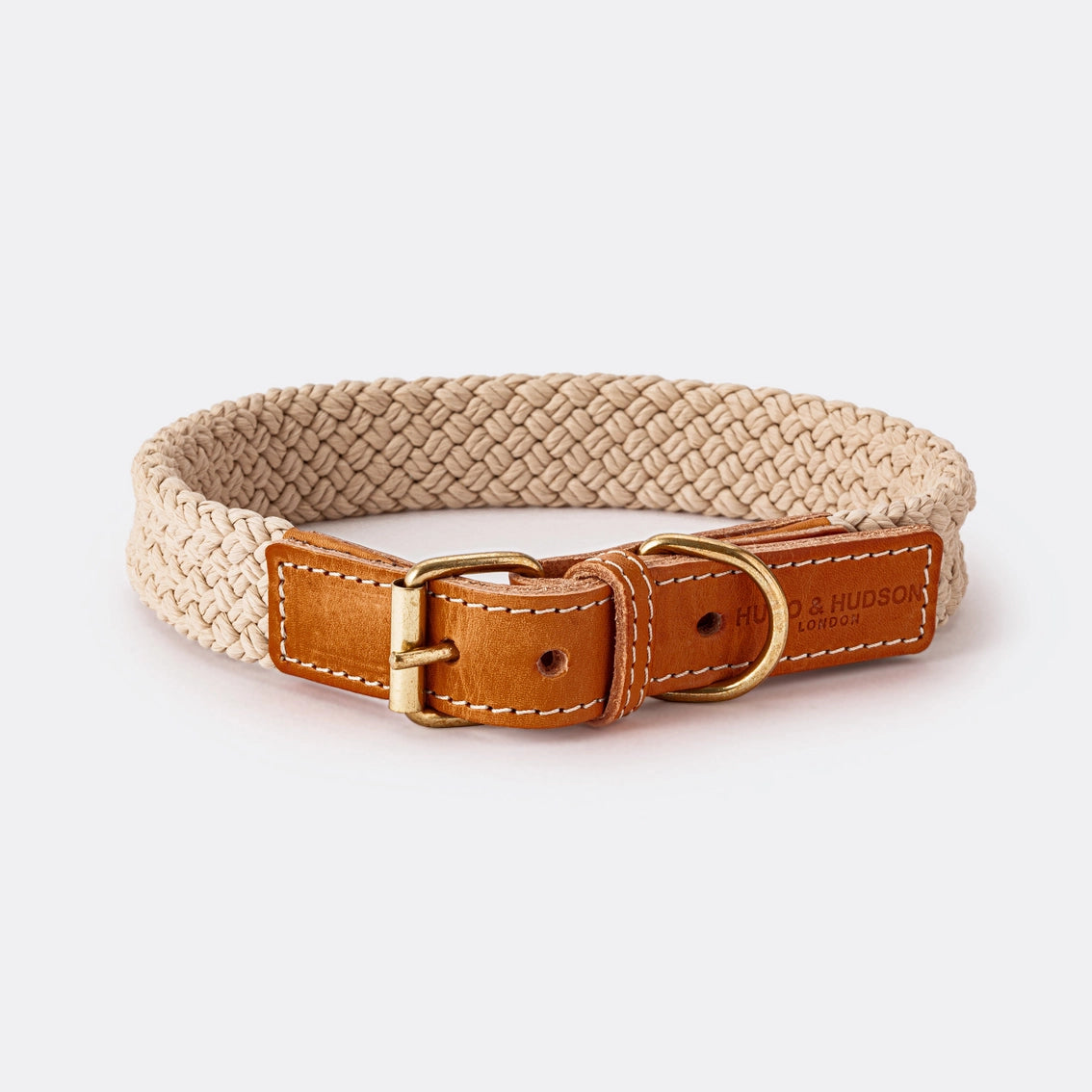 Flat Rope and Tan Leather Dog Collar