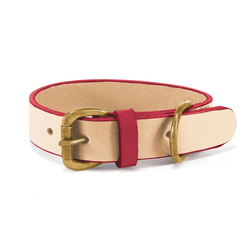 Tan and Red Flat Leather Collar