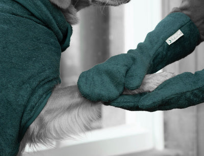 Forest Green towelling drying mitts