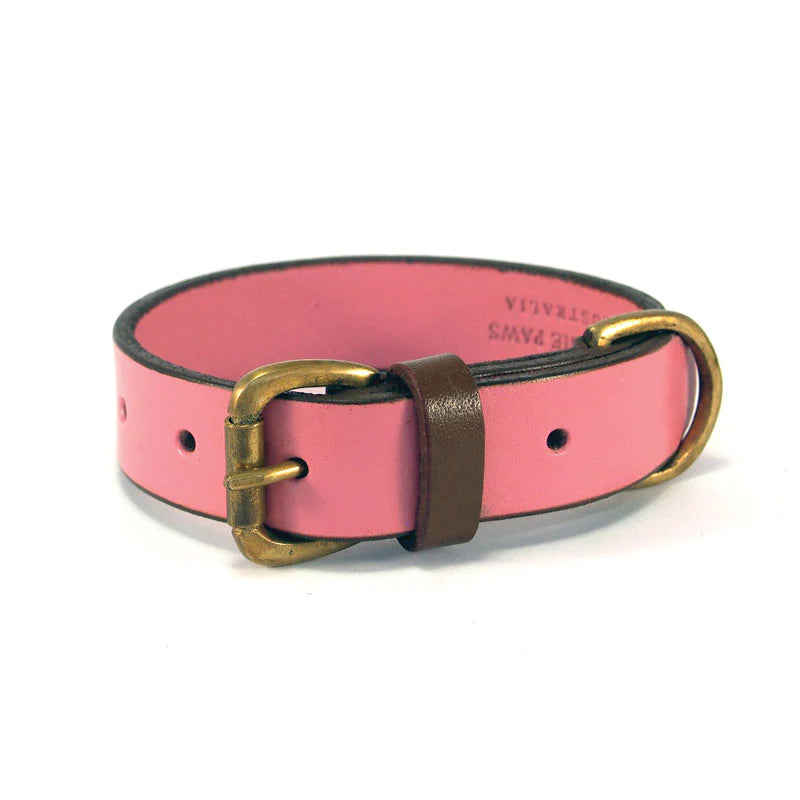 Pink And Tan Flat Leather Collar