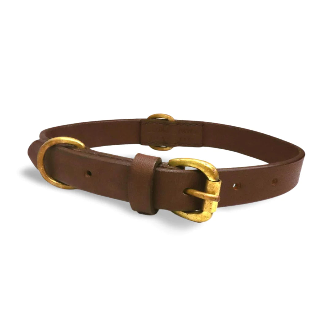 Classic Conker Brown Flat Leather Collar
