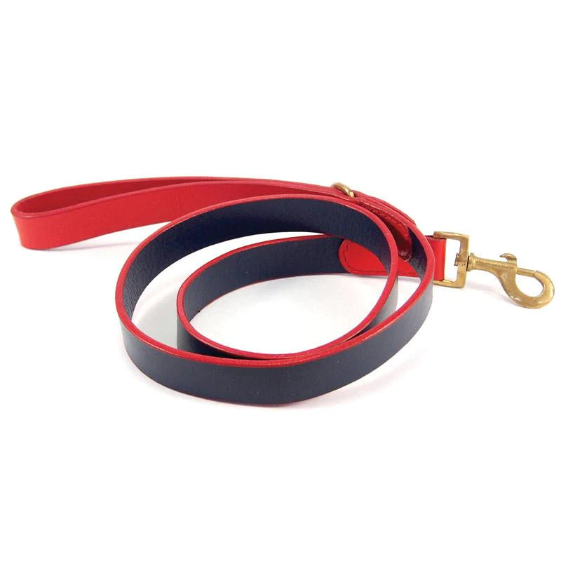 Navy And Red Flat Leather Lead