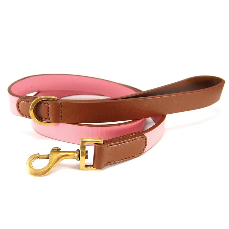 Pink And Tan Flat Leather Lead